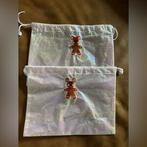 Set of of Christmas Mickey Mouse and Minnie Mouse gingerbread draw string bags